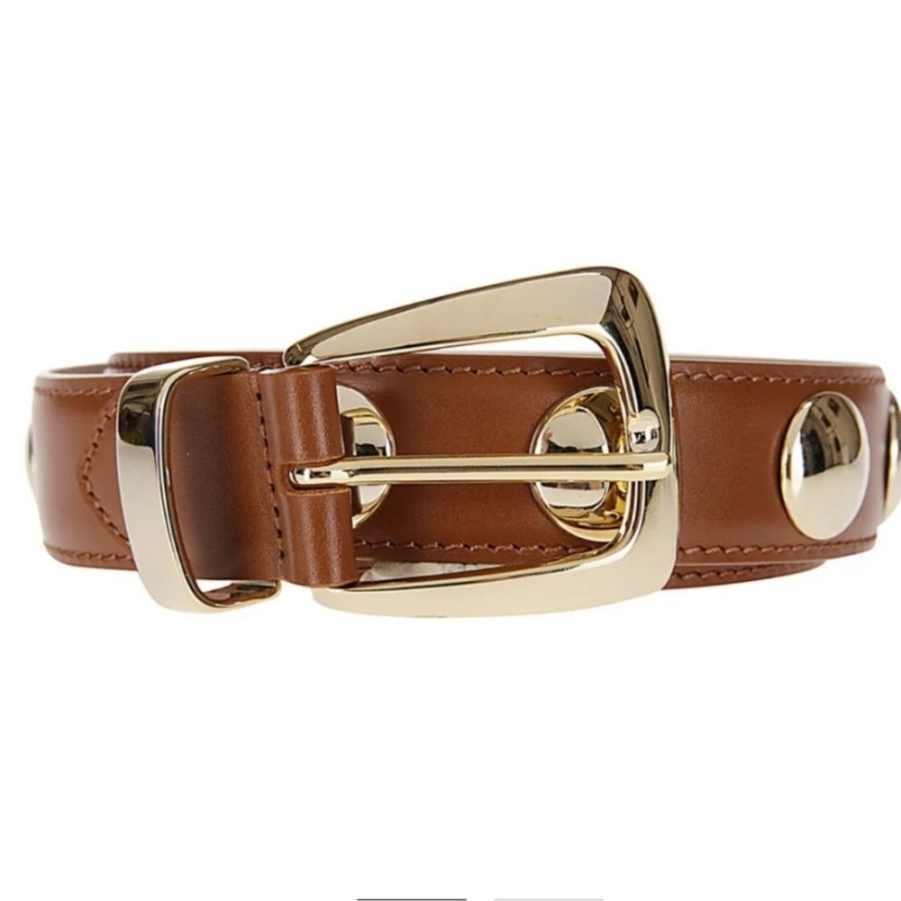 KHAITE Benny Belt - Brown with Gold Accents